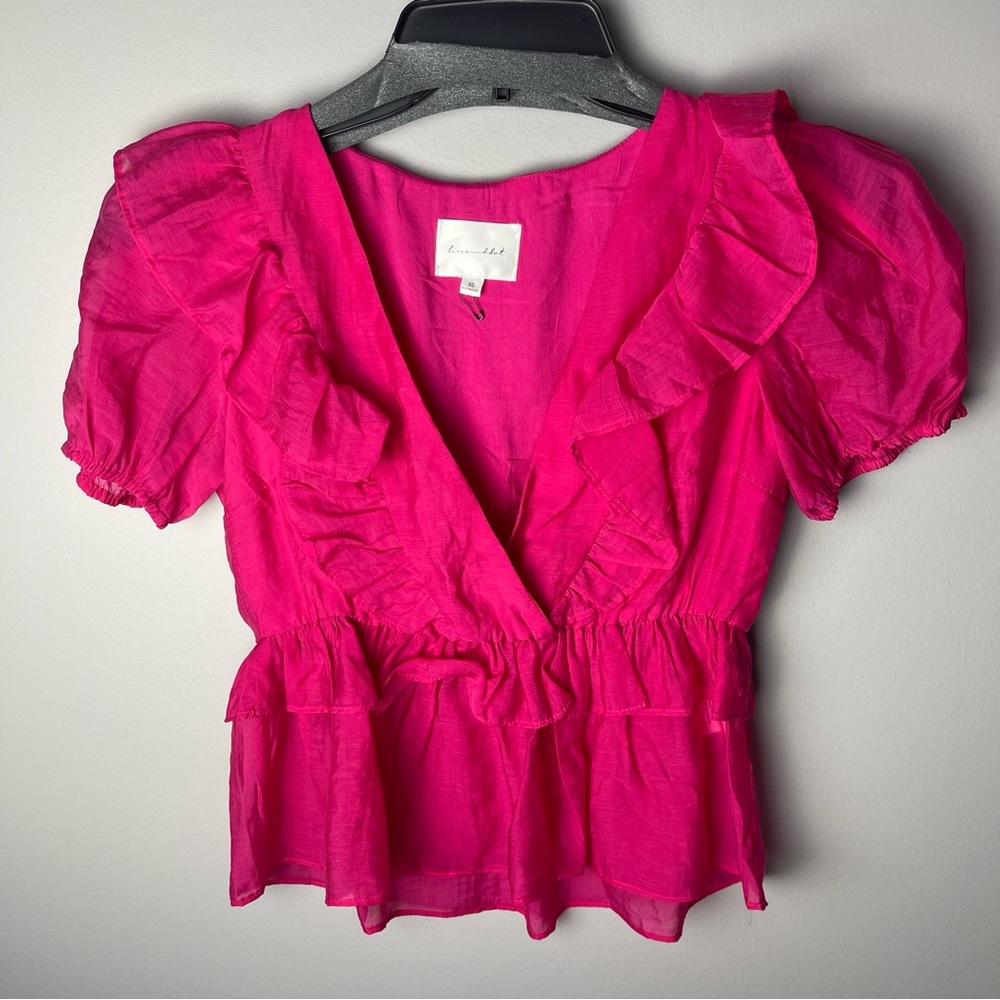 Line & Dot Stitch Fix Pink Feminine Blouse Top XS - Picture 2 of 7